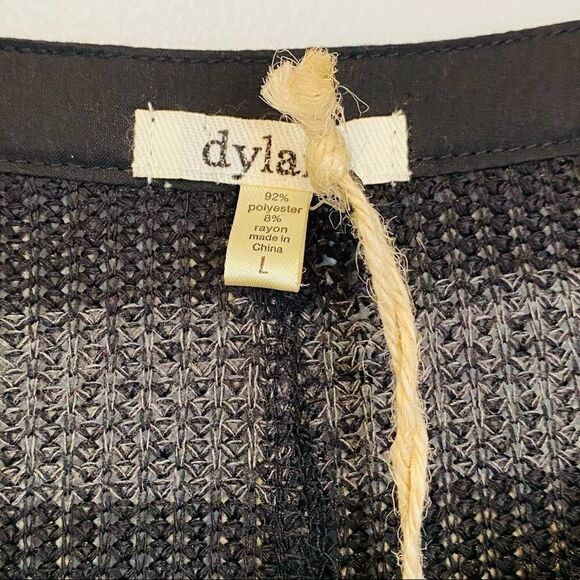 DYLAN Stripe Open Knit Henley Sweater Size Large - Picture 4 of 5